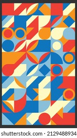 Retro geometric covers set. Bauhaus retro design colors. Flat covers design. Simple shapes. Vector EPS 10.