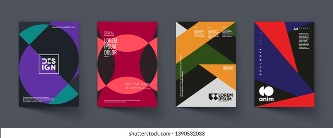 Retro geometric covers set. Swiss modernism. Eps10 vector.