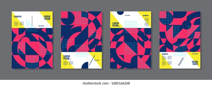 Retro geometric covers set. Swiss modernism. Eps10 vector.
