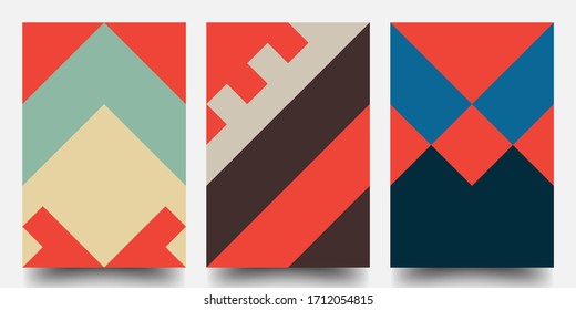 Retro Geometric Covers Set. Swiss Modernism. Flat Retro Geometric Covers Design. Colorful Modernism. Simple Shapes Composition. Futuristic Patterns.