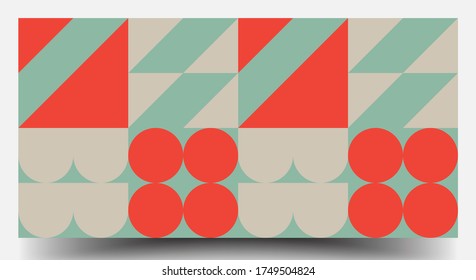 Retro Geometric Covers Set. Swiss Modernism. Geometric Pattern Design Of Vector Scandinavian Abstract Color. Colorful Modernism. Simple Shapes Composition. Futuristic Patterns.