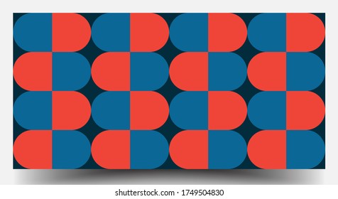 Retro Geometric Covers Set. Swiss Modernism. Geometric Pattern Design Of Vector Scandinavian Abstract Color. Colorful Modernism. Simple Shapes Composition. Futuristic Patterns.