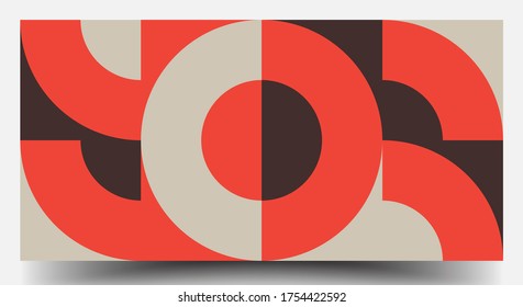 Retro Geometric Covers Set. Swiss Modernism. Geometric Pattern Design Of Vector Scandinavian Abstract Color. Colorful Modernism. Simple Shapes Composition. Futuristic Patterns.