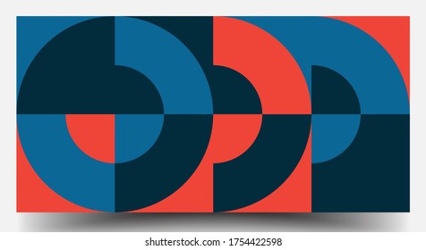 Retro Geometric Covers Set. Swiss Modernism. Geometric Pattern Design Of Vector Scandinavian Abstract Color. Colorful Modernism. Simple Shapes Composition. Futuristic Patterns.