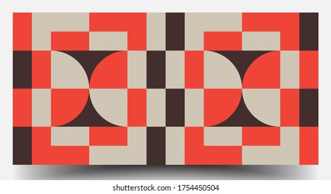 Retro Geometric Covers Set. Swiss Modernism. Geometric Pattern Design Of Vector Scandinavian Abstract Color. Colorful Modernism. Simple Shapes Composition. Futuristic Patterns.