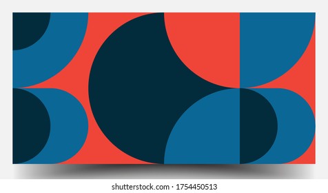 Retro Geometric Covers Set. Swiss Modernism. Geometric Pattern Design Of Vector Scandinavian Abstract Color. Colorful Modernism. Simple Shapes Composition. Futuristic Patterns.