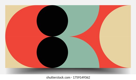 Retro Geometric Covers Set. Swiss Modernism. Geometric Pattern Design Of Vector Scandinavian Abstract Color. Colorful Modernism. Simple Shapes Composition. Futuristic Patterns.