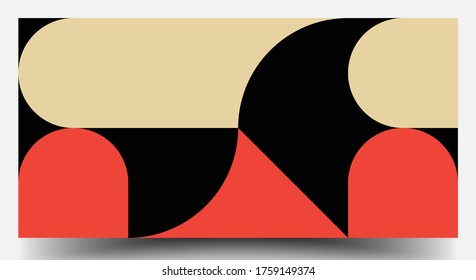 Retro Geometric Covers Set. Swiss Modernism. Geometric Pattern Design Of Vector Scandinavian Abstract Color. Colorful Modernism. Simple Shapes Composition. Futuristic Patterns.