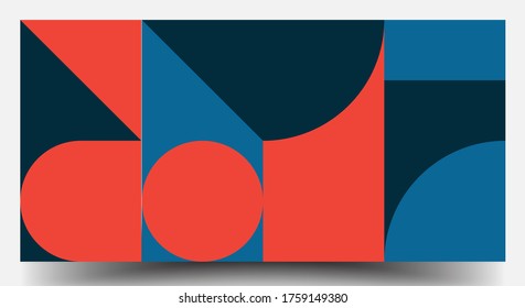 Retro Geometric Covers Set. Swiss Modernism. Geometric Pattern Design Of Vector Scandinavian Abstract Color. Colorful Modernism. Simple Shapes Composition. Futuristic Patterns.