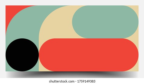 Retro Geometric Covers Set. Swiss Modernism. Geometric Pattern Design Of Vector Scandinavian Abstract Color. Colorful Modernism. Simple Shapes Composition. Futuristic Patterns.