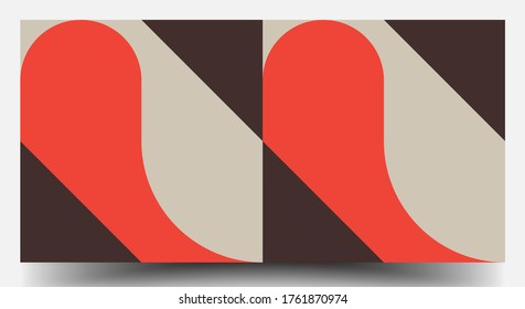 Re-Re-Geometrisches Covers-Set. Die Schweizer Moderne. Geometrisches Muster der skandinavischen abstrakten Vektorfarbe. Farbige Moderne. Einfache Formzusammensetzung. Futuristische Muster.