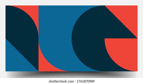 Re-Re-Geometrisches Covers-Set. Die Schweizer Moderne. Geometrisches Muster der skandinavischen abstrakten Vektorfarbe. Farbige Moderne. Einfache Formzusammensetzung. Futuristische Muster.