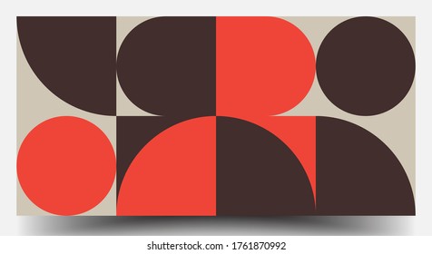 Juego De Tapas Geométricas Retro. Modernismo suizo. Diseño De Patrón Geométrico Del Color Del Resumen Escandinavo Vector. Modernismo colorido. Composición de formas simples. Patrones futuristas.