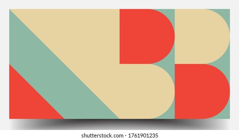 Retro Geometric Covers Set. Swiss Modernism. Geometric Pattern Design Of Vector Scandinavian Abstract Color. Colorful Modernism. Simple Shapes Composition. Futuristic Patterns.