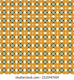 Retro Geometric Cross Squares Floral Style Seamless Trendy Colored Minimal Chic Pattern Perfect for Allover Fabric Print or Wrapping Paper Mustard Yellow Tones
