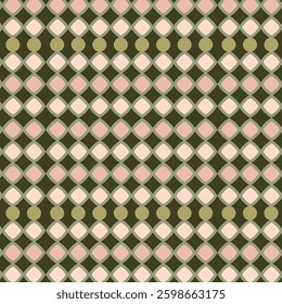 Retro Geometric Diamond And Circle Pattern In Earth Tones