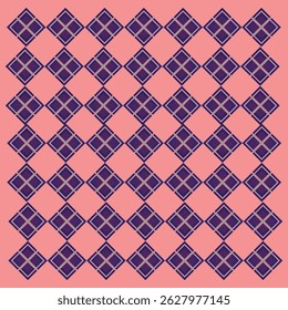 Retro Geometric Diamond Square Pattern, Pink and Purple Abstract Background
