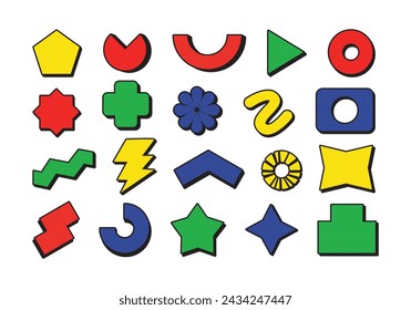 Retro Geometric Dotted Shape Set