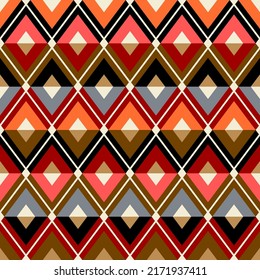 Retro geometric element seamless background. Rhombus design pattern.