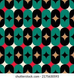 Retro geometric elements seamless pattern design for christmas and new year holidays.
