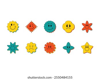 Conjunto de elementos de emoji geométrico retro