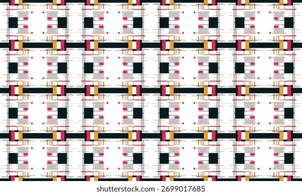 Patrón de color plano geométrico retro con círculos y triángulos