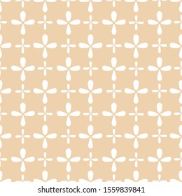 Retro geometric floral pattern. Seamless vector background. White and cream color ornament. Ornament for fabric, wallpaper, packaging, Decorative print. Vintage kitchen background.