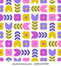 Retro geometrische Blume nahtloser Muster Hintergrund.