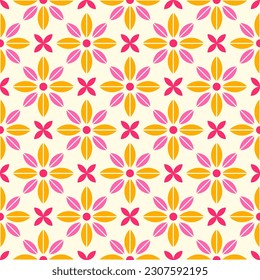 Retro geometric flower seamless pattern background.