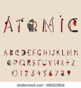 Retro geometric font. Vector illustration 