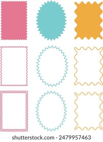 Retro geometric frames with border wavy lines 