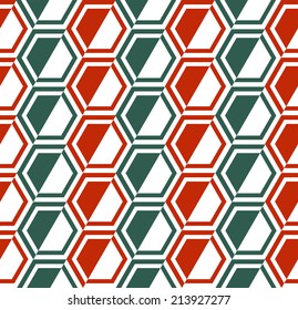 Retro Geometric Hexagon Seamless Pattern - Vector