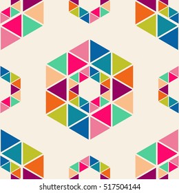 Retro geometric hexagon seamless pattern. Vector illustrationeps 10