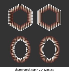 Retro geometric hexagonal and oval rainbow frames
