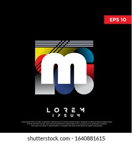 retro geometric initial letter m logo. modern icon, template design