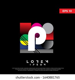 retro geometric initial letter p logo. modern icon, template design