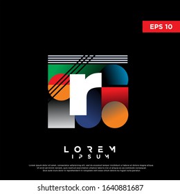 retro geometric initial letter r logo. modern icon, template design
