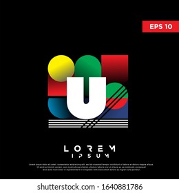 retro geometric initial letter u logo. modern icon, template design