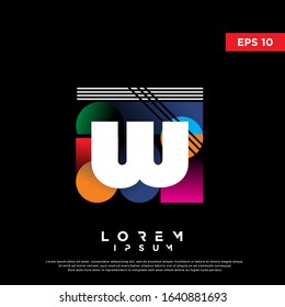 retro geometric initial letter w logo. modern icon, template design