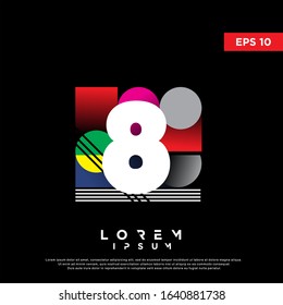 retro geometric initial number 8 logo. modern icon, template design
