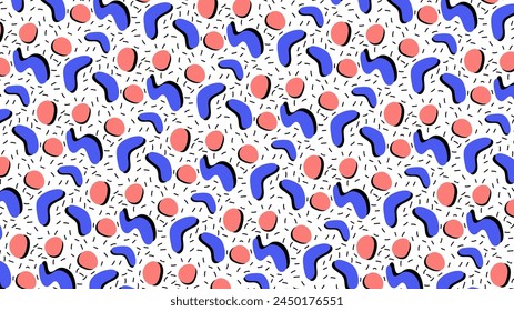 Retro Geometric Memphis Seamless Pattern Design. Fashion 80-90s pattern for printing textile. Background design concept for backdrop. Party background concept