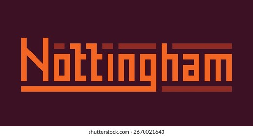 Retro Geometric Nottingham Typography Design Pixel Art Illustration