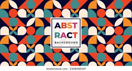 Retro geometric pattern background, vector abstract circle, triangle and square lines art. Trendy bauhaus pattern backgrounds set. Applicable for brochures, posters, covers and banners.