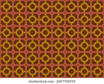 Retro Geometric Pattern with Circles and Squares in Earthy Tones an Eye Catching Vintage Inspired Design