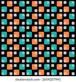 Retro Geometric Pattern with Colorful Rounded Squares Background. 