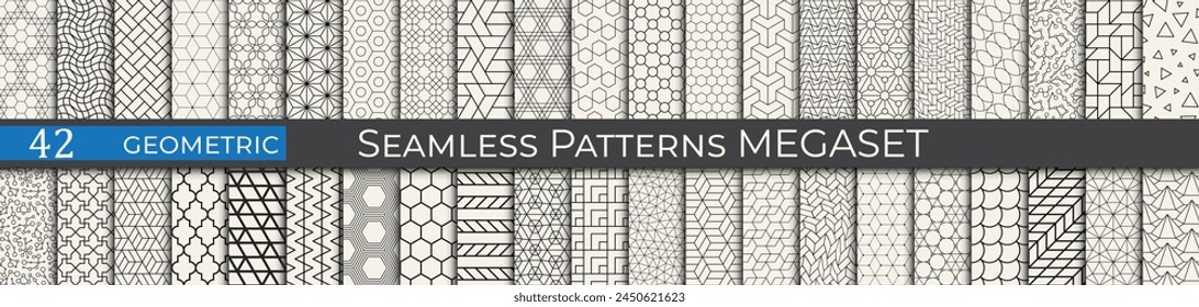 Retro geometric pattern print collection. Vintage art unique vector pattern set.