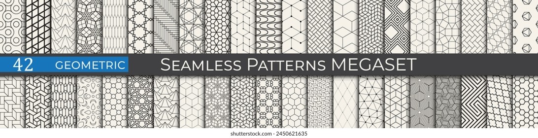 Retro geometric pattern print collection. Vintage art unique vector pattern set.