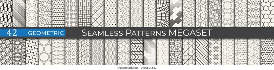 Retro geometric pattern print collection. Vintage art unique vector pattern set.