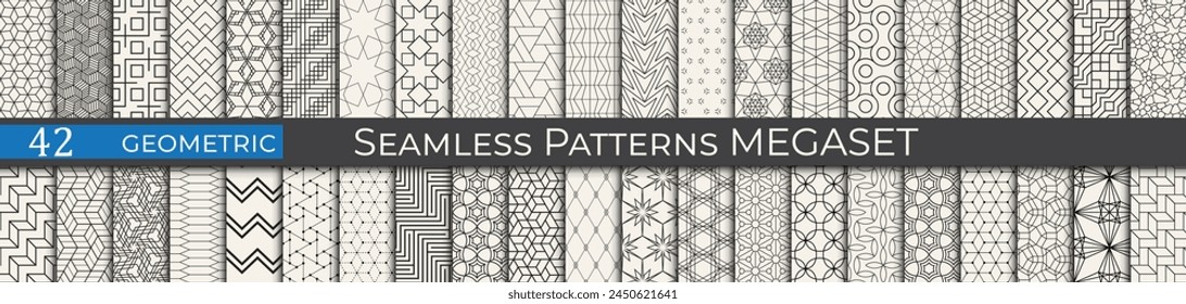 Retro geometric pattern print collection. Vintage art unique vector pattern set.
