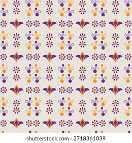 Retro Geometrisches Muster mit lila und orange Formen